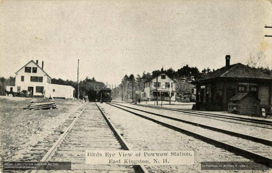 Postcard: Birds Eye View of Powwow Station, East Kingston, New Hampshire